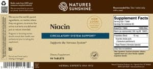 Etiqueta de Nature's Sunshine Niacin
