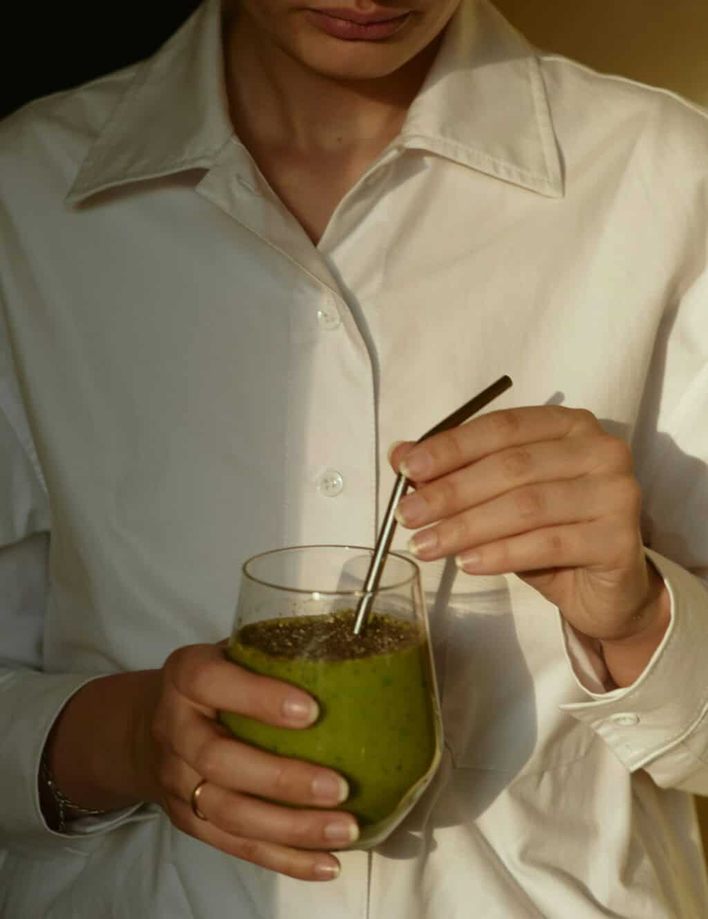 man drinking juice