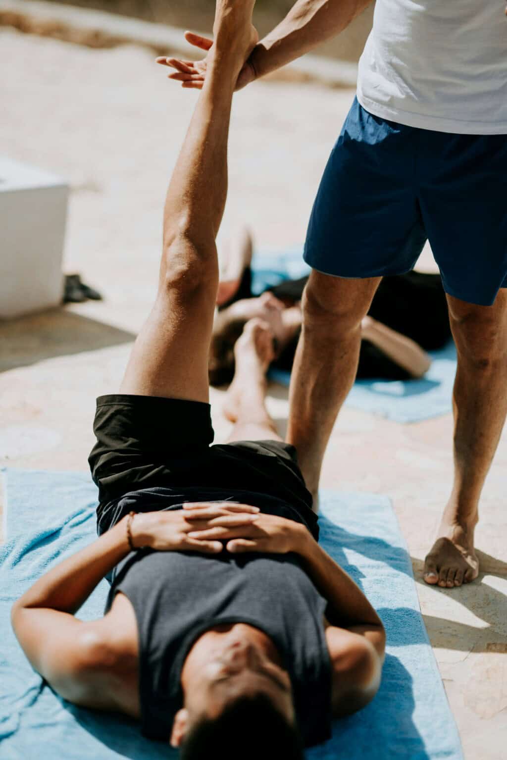 man stretching